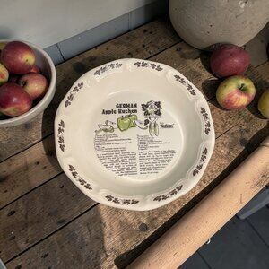 Vintage Watkins Apple Kuchen Recipe Pie Plate 1983 Ceramic
